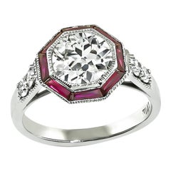 GIA Certified 1.58ct Diamond Ruby Engagement Ring
