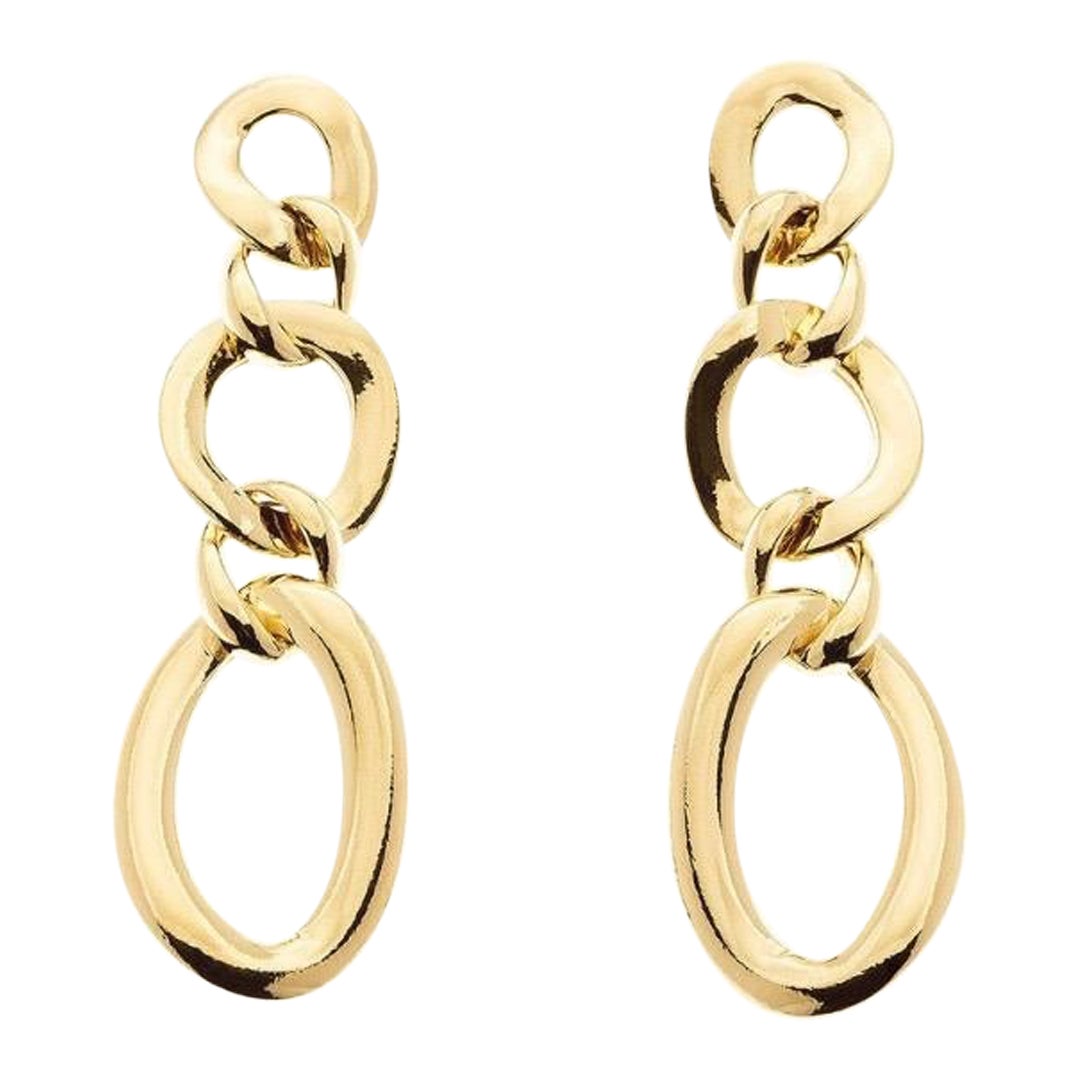18K Yellow Gold Chain Link Drop Earrings For Sale