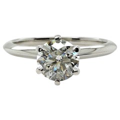 Tiffany & Co Platinum Diamond Engagement Ring Round 0.84 ct H SI1
