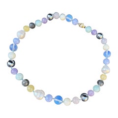 Perle Moontone Halskette Amethyst  Rosequartz Gelber Calcite Labradorit