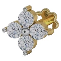 Épingle à dos plat en or massif 14 carats avec clous Tagus Lobe et grappe de diamants