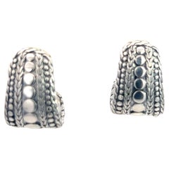 John Hardy Estate J Hoop Pebble Earrings Lunghezza 1" A. Silver JH95