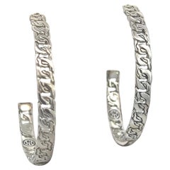 John Hardy Estate XL 2" Cable Chain Hoop Earrings Silver