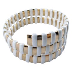 Bracciale a spirale in ceramica bianca high-tech in oro rosa 18 carati di Alex Jona