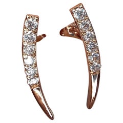 Moissanit Row Ohrring 14k Gelbgold geschwungene Linie Moissanit Ohrringe Geschenk
