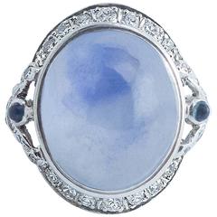 Blue Star Sapphire Diamond Ring