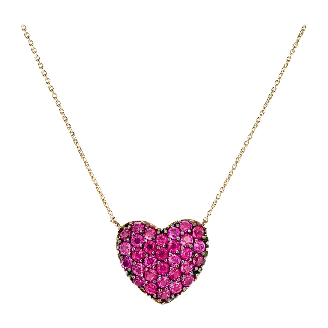 Heart Ruby 14k Gold Pendant For Sale at 1stDibs | gold heart necklace ...