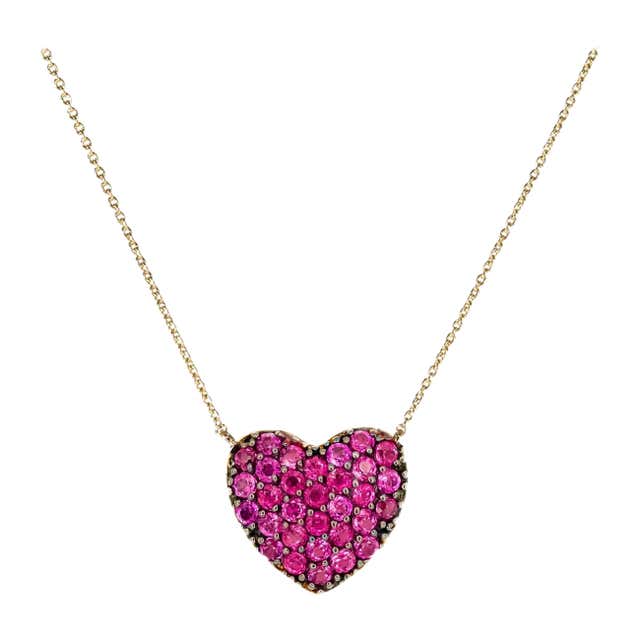 Heart Ruby 14k Gold Pendant For Sale at 1stDibs | gold heart necklace ...
