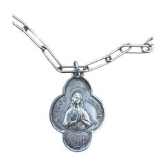 Collana a catena con medaglia della Vergine Maria Trifoglio Virgo Souvenir Lourdes