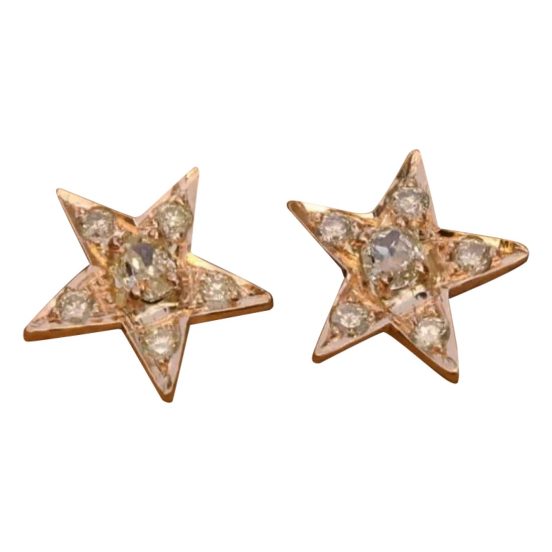 Anniversary Geschenk für Mutter 14K Roségold Stern-Ohrstecker Natürlicher Diamantschmuck