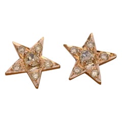 Anniversary Geschenk für Mutter 14K Roségold Stern-Ohrstecker Natürlicher Diamantschmuck