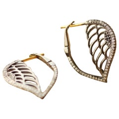 Pendiente colgante de oro macizo de 14k y plata de 925 con diamante pavé