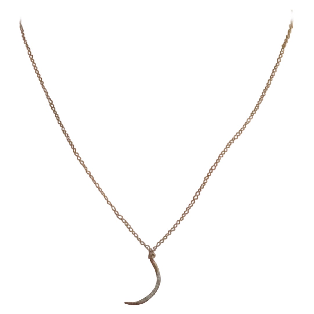 14K Yellow Gold Diamond Moon Necklace For Women Birthday Gift Minimal Necklace.