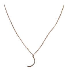 14K Yellow Gold Diamond Moon Necklace For Women Birthday Gift Minimal Necklace.