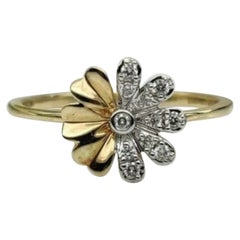 14k Solid Gold Diamond Flower Ring Handmade Diamond Wedding Ring Floral Band.