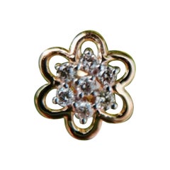 Bijoux extensibles perçant une fleur en or jaune 14 carats et diamants faits main