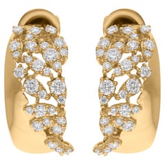 1,36 Karat SI/H Diamant-Creolen aus 14 Karat Gelbgold mit rundem Brillantschliff