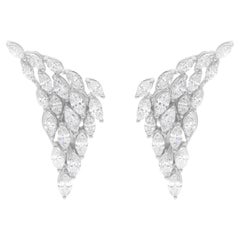 Pendientes de diamantes naturales talla brillante marquesa SI/H de 1,82 quilates y oro blanco de 14k