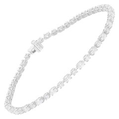 3,07 Carati SI/H Ovale Rotondo Taglio Brilliante Bracciale di Diamanti in Oro Bianco 14 Karati