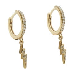 Diamond Hoop Earring For Women 14K Solid Gold Hoop Earring For Christmas Gift.