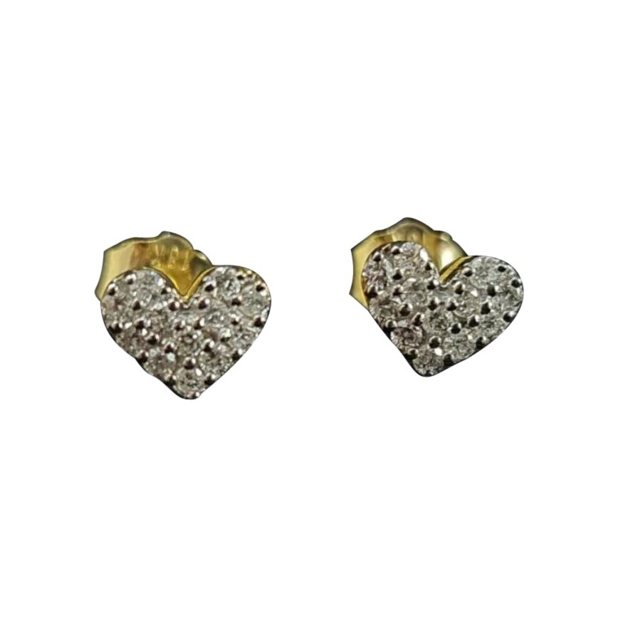 Diamond Heart Shape Earring 14K Solid Gold Stud Earring For Women Christmas Gift