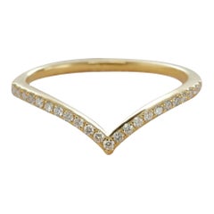 Chevron Ring 14k Solid Gold Diamond Chevron Ring V Shaped Stackable Diamond Ring