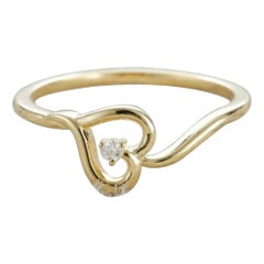 Diamond Heart Ring 14k Solid Gold Fancy Wedding Birthday Ring Minimalist Ring