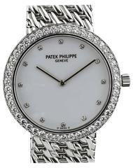 Patek Philippe White Gold Diamond Set Calatrava Mid Size manual wind Wristwatch 2