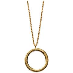 Gold Open Circle Fur Pendant Necklace by Bear Brooksbank