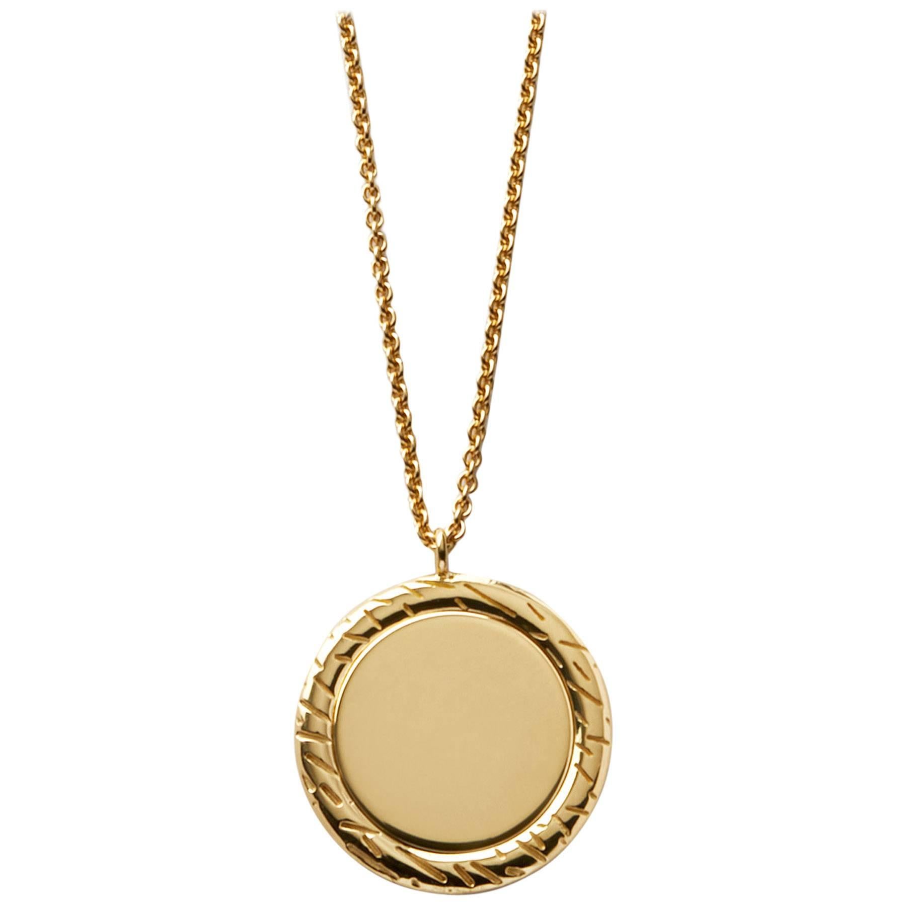 Gold Closed Circle Fur Pendant Necklace by Bear Brooksbank For Sale