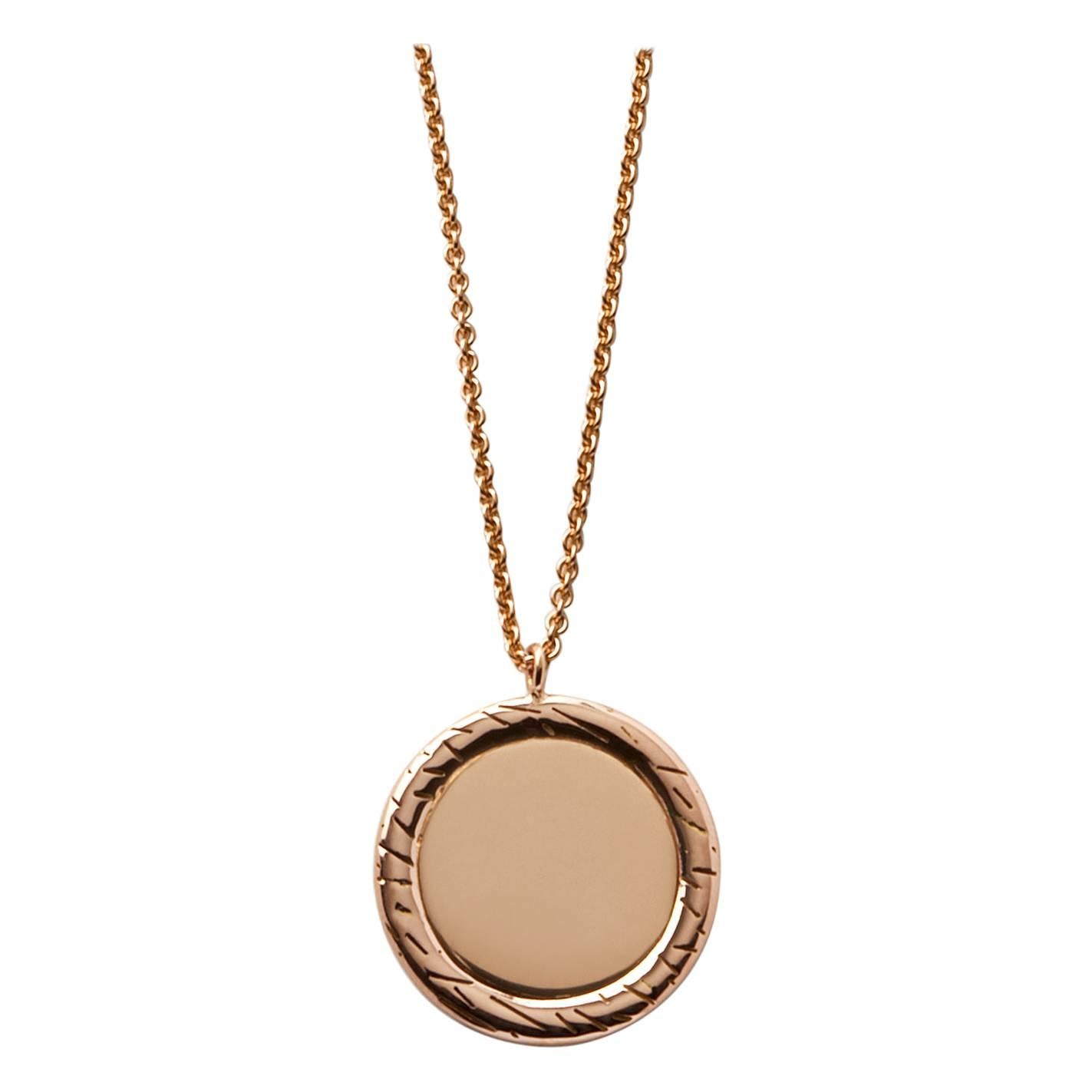 Rose Gold Closed Circle Fur Pendant Necklace by Bear Brooksbank For Sale