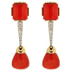 Special cut Sardinian Coral Drop earrings 12