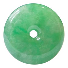 Natural Myanmar Icy Type Vivid Green Halo Donut Jadeite, Round Circle Jade