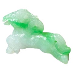 Natural Myanmar Vivid Green Horse Loose Jade Pendant, Year of Horse