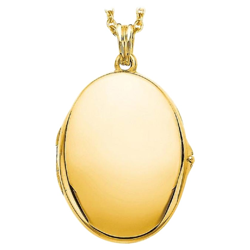 Customizable Oval Pendant Locket - 18k Yellow Gold - 23.0 mm x 32.0 mm