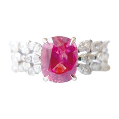 GRS Anillo de Diamantes con Espinela Natural Mahenge Certificada en Oro Blanco de 18 K