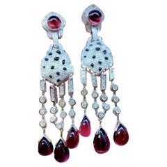 AIG Certified 27.00 Ct Tourmaline Rubellite  3.30 Ct Diamonds 18K Gold Earrings