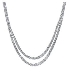 10 Carat Natural Diamond Two Strand Riviera Graduated Tennis Necklace Platinum