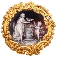 Broche pendentif Art Nouveau de Limoges en or jaune 18 carats émaillé, FRANÇAIS 1890
