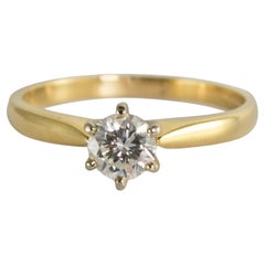18K Yellow Gold Diamond Solitaire Ring 0.50ct