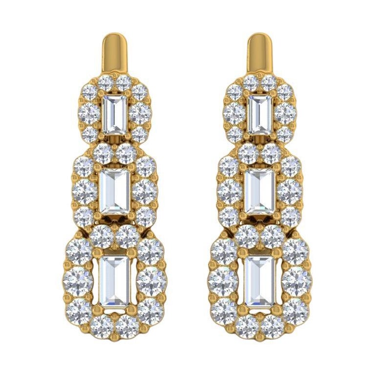 1.50 Carat SI Clarity HI Color Diamond Earrings 14 Karat Yellow Gold Jewelry