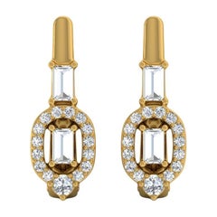 Orecchini di diamanti rotondi Baguette da 1/2 carato reali SI/H Gioielli in oro giallo 14 carati