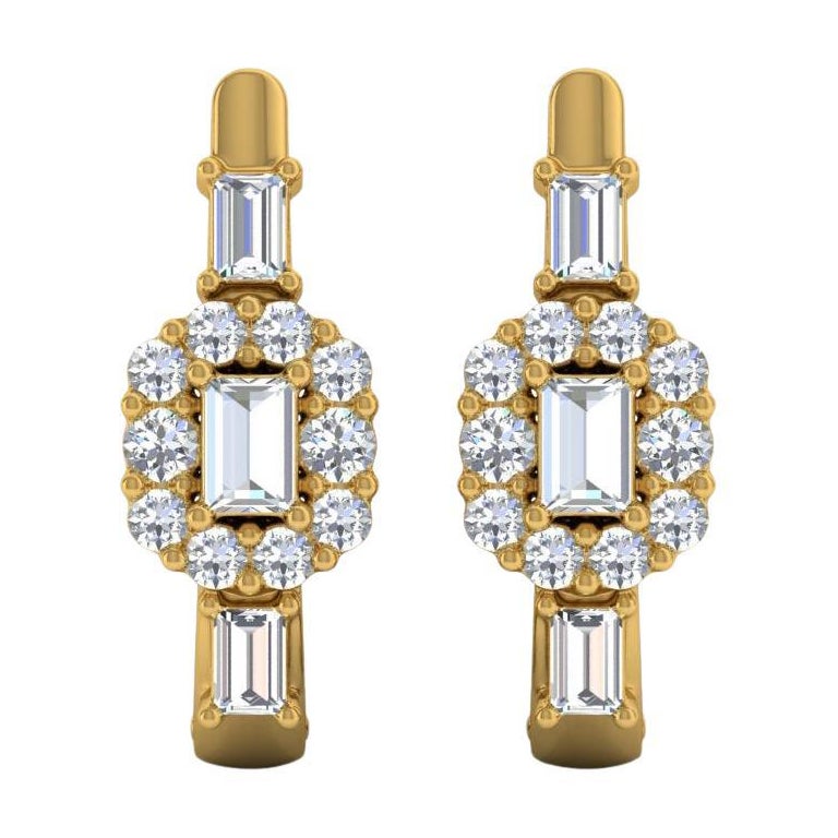 Natural 0.65 Carat SI/H Round Briliant Cut Diamond Earrings 14 Karat Yellow Gold