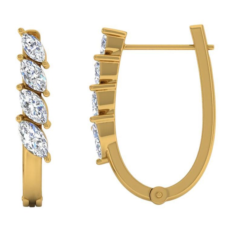 1.32 Carat SI/H Marquise Brilliant Cut Diamond Earrings 14 Karat Yellow Gold