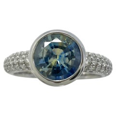 1.52ct Parti Bi Colour Round Blue Yellow Sapphire & Diamond 18k White Gold Ring