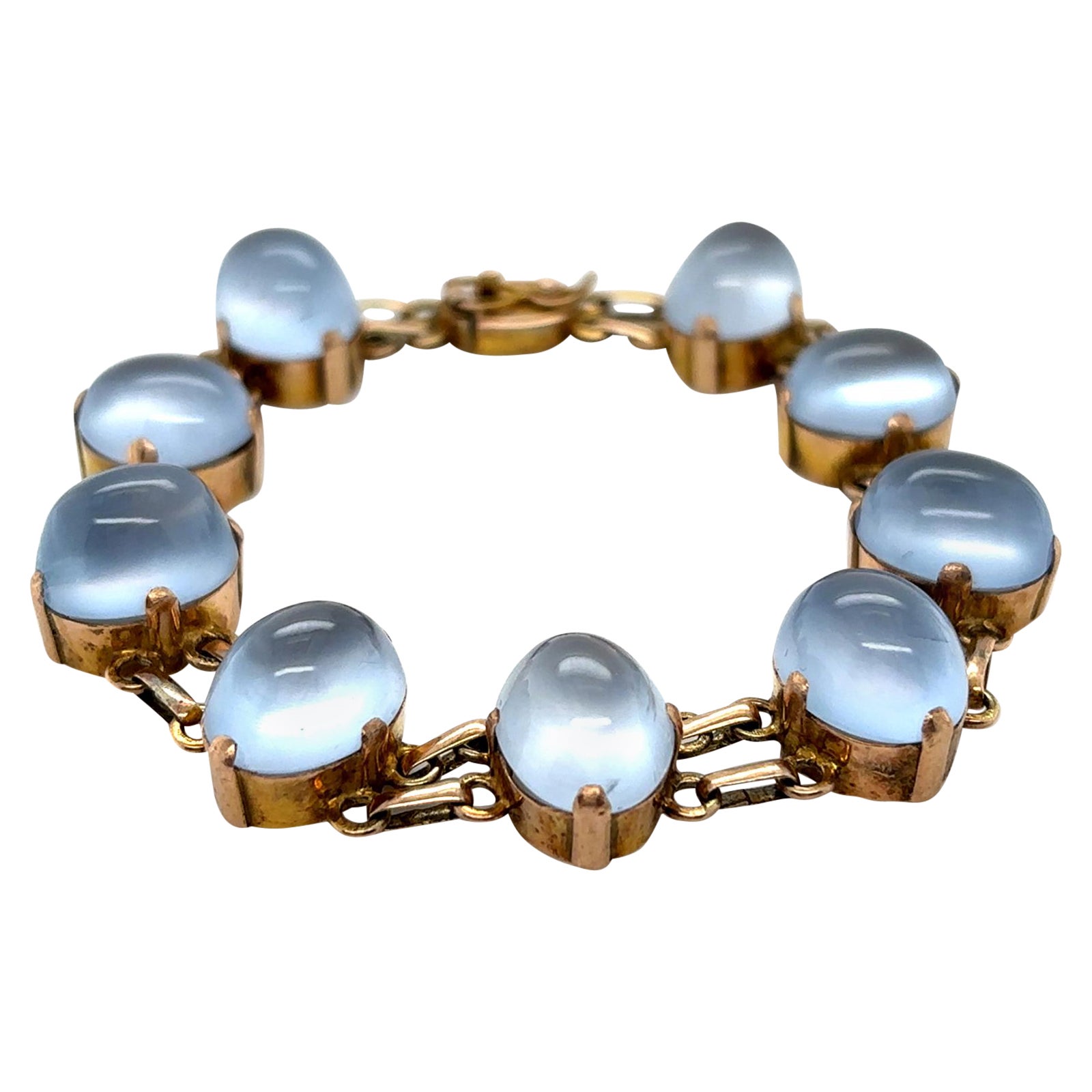 Vintage Moonstone Bracelet 18 Karat Yellow Gold