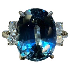 Platinum Diamond GIA Certified 4.46 Carat Peacock Sapphire Engagement Ring