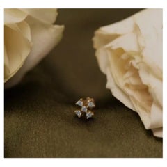 Diamond Nose Pin 14K Solid Gold Quadrille Diamond Nose Pin Screw For Women Gift.