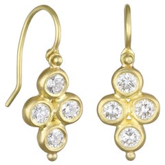 Faye Kim Boucles d'oreilles pendantes à charnières en forme de trèfle en or 18 carats et diamants