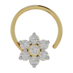 Épingle à nœud en forme de fleur en or massif 14 carats avec diamants, unisexe pour bijoux unisexe